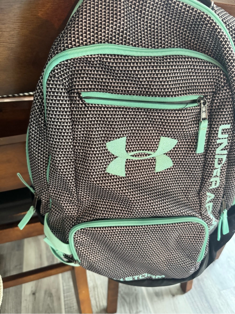Under Armour Black Backpack with Mint Green Accents